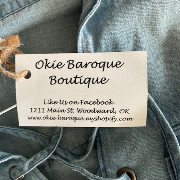 Denim lace up top - Medium - Picture 5 of 7